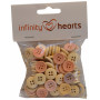 Infinity Hearts Buttons Holz Dots Ass. Farben 15mm - 100 Stück