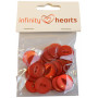 Infinity Hearts Knopf Acryl Rot 19mm - 20 Stück