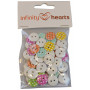 Infinity Hearts Buttons Holz mit Dots Ass. Farben 15mm - 50 Stück