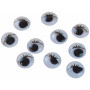 Infinity Hearts Rolling Eyes mit Augenbrauen zum Aufkleben 15mm - 10 Stück