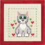 Permin Stickerei Kit Aida für Kinder Katze 19x19cm