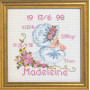 Permin Stickerei Kit Aida Geburtskarte Madeleine 19x19cm