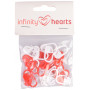Infinity Hearts Stitch Markers Rot/Weiß 22mm - 30 Stück