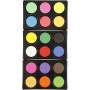 Wasserfarbe, D: 44mm, H: 16mm, 1 Set, erweiterte Farbpalette, Neonfarben, Primärfarben