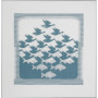 Permin Stickerei Kit Leinen Vogel/Fisch Grau Blau 57x55cm
