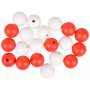 Infinity Hearts Perlen Holz rund Rot/Weiß 30mm - 20 Stk