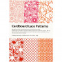 Block aus Karton mit Spitzen-Muster, Orange, Pink, Rot, Rosa, A6, 104x146 mm, 200 g, 24 Stk/ 1 Pck