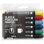 Glas- und Porzellanmarker, Standardfarben, Strich 1-3 mm, semi-opak, 6 Stück / 1 Pk.
