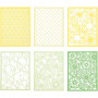 Block aus Karton mit Spitzen-Muster, Grün, Hellgrün, Gelb, Hellgelb, A6, 104x146 mm, 200 g, 24 Stk/ 1 Pck