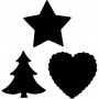 Motivstanzer, Rot, Stern, Herz, Weihnachtsbaum, Größe 16 mm, 1 Set