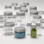 Kunststoffglas mit Schraubverschluss, H 35-77 mm, D 24-45 mm, 13+35+50+100 ml, 80 Stk/ 80 Pck