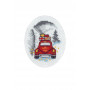 Permin Stickerei Kit Weihnachtskarte Rotes Auto 9x13cm