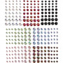 Strasssteine, Sortierte Farben, D 6+8+10 mm, 7x10 Pck/ 1 Pck