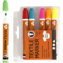 Stoffmalstifte, Neonfarben, Strichstärke 2-4 mm, 6 Stk/ 1 Pck