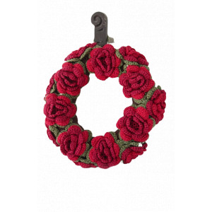 Christmas in Bloom by DROPS Design - Häkelmuster mit Kit Weihnachts-Kranz mit Blumen 22cm