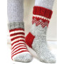 Twinkle Toes by DROPS Design 2 - Strickmuster mit Kit Socken Bordeaux mit Streifen Größen 22/23 - 41/43