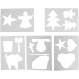 Schablonen mit Weihnachtsmotiven, Weiß, A4, 210x297 mm, 5 Bl. sort./ 1 Pck