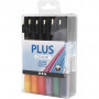 Plus Colour Marker, sort. Farben, L: 14,5 cm, Strich 1-2 mm, 18 Stück/1 Packung, 5,5 ml