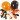 Luftballons, Schwarz, Orange, Weiß, Rund, D 23-26 cm, 100 Stk/ 1 Pck