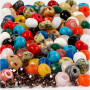 Facettierte Perlen, Sortierte Farben, Größe 4x6 + 8x14 mm, Lochgröße 1-4 mm, Inhalt kann variieren , 1 Set