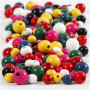 Perlen aus Holz, Sortierte Farben, 175 g, D 8+10+12 mm, Lochgröße 2-2,5 mm, 400 ml/ 1 Eimer