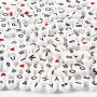 Buchstaben-Perlen, Weiß, Größe 7 mm, Lochgröße 1,2 mm, 200 g/ 1 Pck