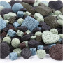 Lavaperlen-Mix, Sortierte Farben, Größe 6-37 mm, Lochgröße 1+2 mm, Inhalt kann variieren , 20 Strg./ 1 Pck