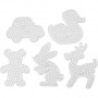 Steckplatte, Transparent, Teddybär, Auto, Hirsch, Ente und Häschen, Größe 16x19,5-19x24 cm, JUMBO, 5 Stk/ 1 Pck
