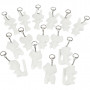 Schlüsselanhänger aus Stoff, Größe 6-10 cm, 15 Stck., Weiß