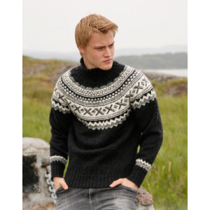 Neville by DROPS Design - Strickmuster mit Kit Sweater mit rundem Yoke mit nordischem Muster Größen S - XXXL