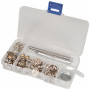 Infinity Hearts Druckknöpfe in Kunststoffbox mit Werkzeug Metall Glossy Silber 12,5mm - 120 Teile