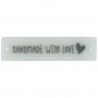 Label aus Silikon "Handmade with Love" Transparent mit Grau - 1 Stück