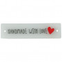 Etikett/Label aus Silikon "Handmade with Love" Transparent mit Rot und Grau - 1 Stück