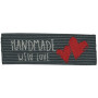 Label "Handmade with Love" Grau und Rot - 1 Stück