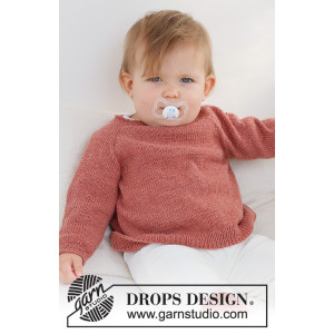 Rosy Cheeks Sweater by DROPS Design - Baby Pullover Strickmuster Größe 0/1 Monat - 3/4 Jahre