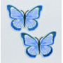 Aufbügeletikett Blau Schmetterling 4 x 3 cm - 2 Stück