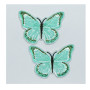 Aufbügeletikett Grüner Schmetterling 3 x 3 cm - 2 Stück