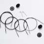 KnitPro Draht / Kabel (Swivel) für austauschbare Rundstricknadeln 76 cm (wird zu 100cm inkl. Nadeln) Schwarz mit Silbergelenk